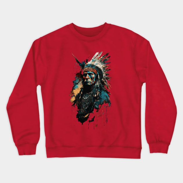 Native American Warrior V3 Crewneck Sweatshirt by Peter Awax